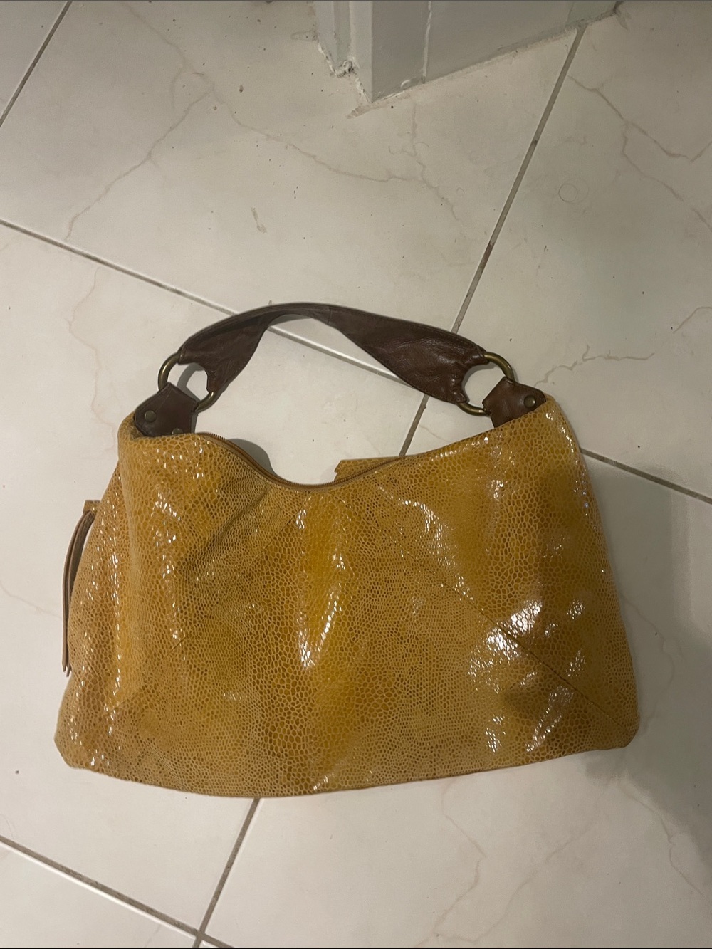 Hobo The Original HARVEST Leather Reptile Print lined Shoulder Bag